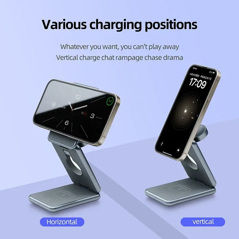 15W 3-in-1 Foldable Magnetic Wireless Charger TU-AK09 thumbnail 4