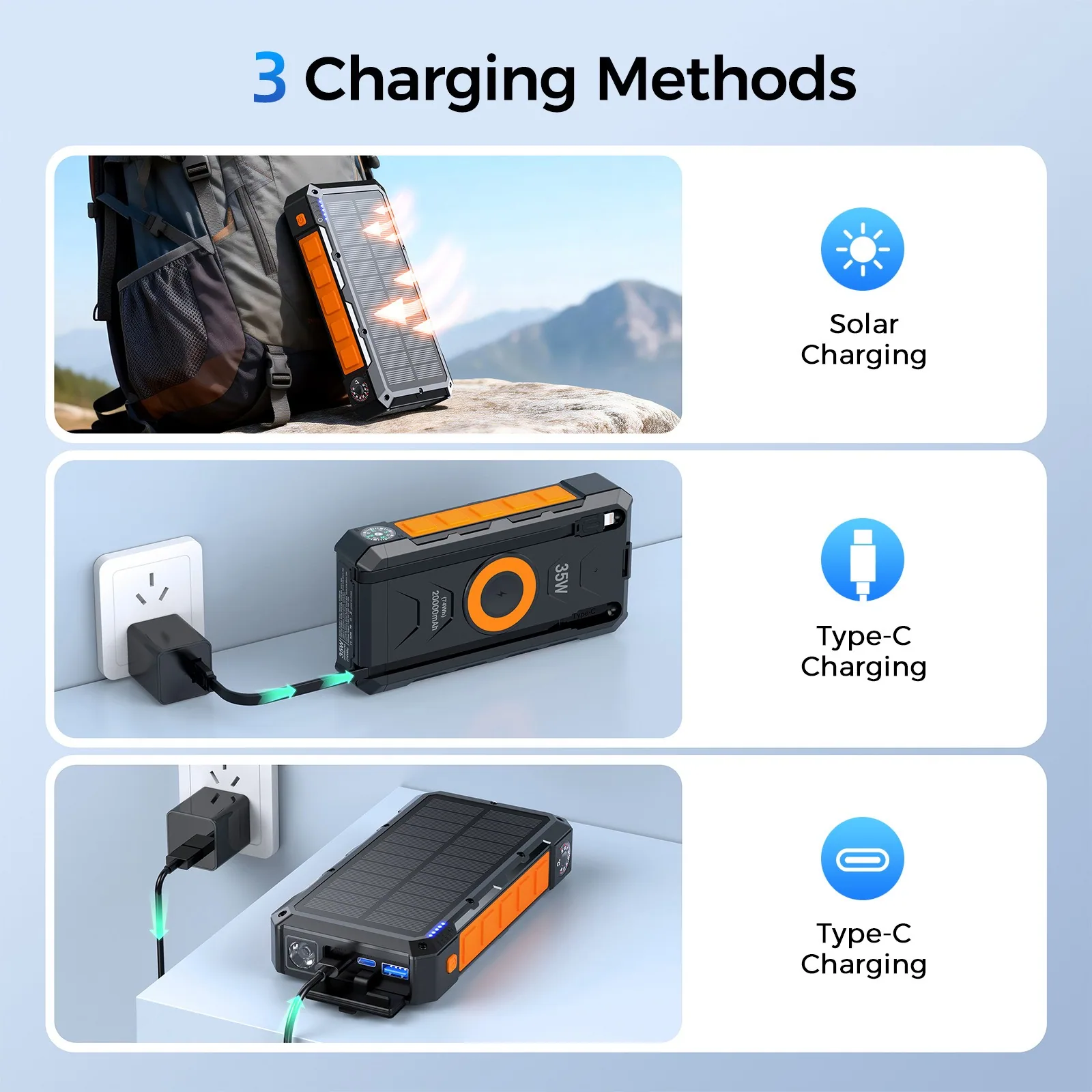 20000mAh 35W Laptop Solar Power Bank TU-ZL602-2 thumbnail 4