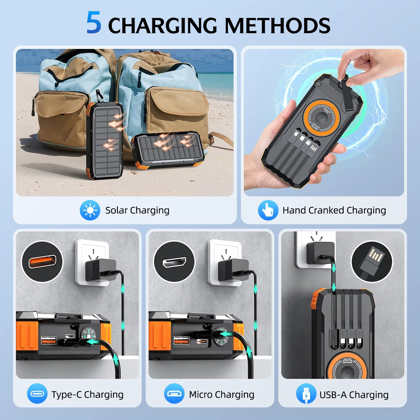 20000mAh Hand Cranked Solar Power Bank TU-ZL908A thumbnail 9
