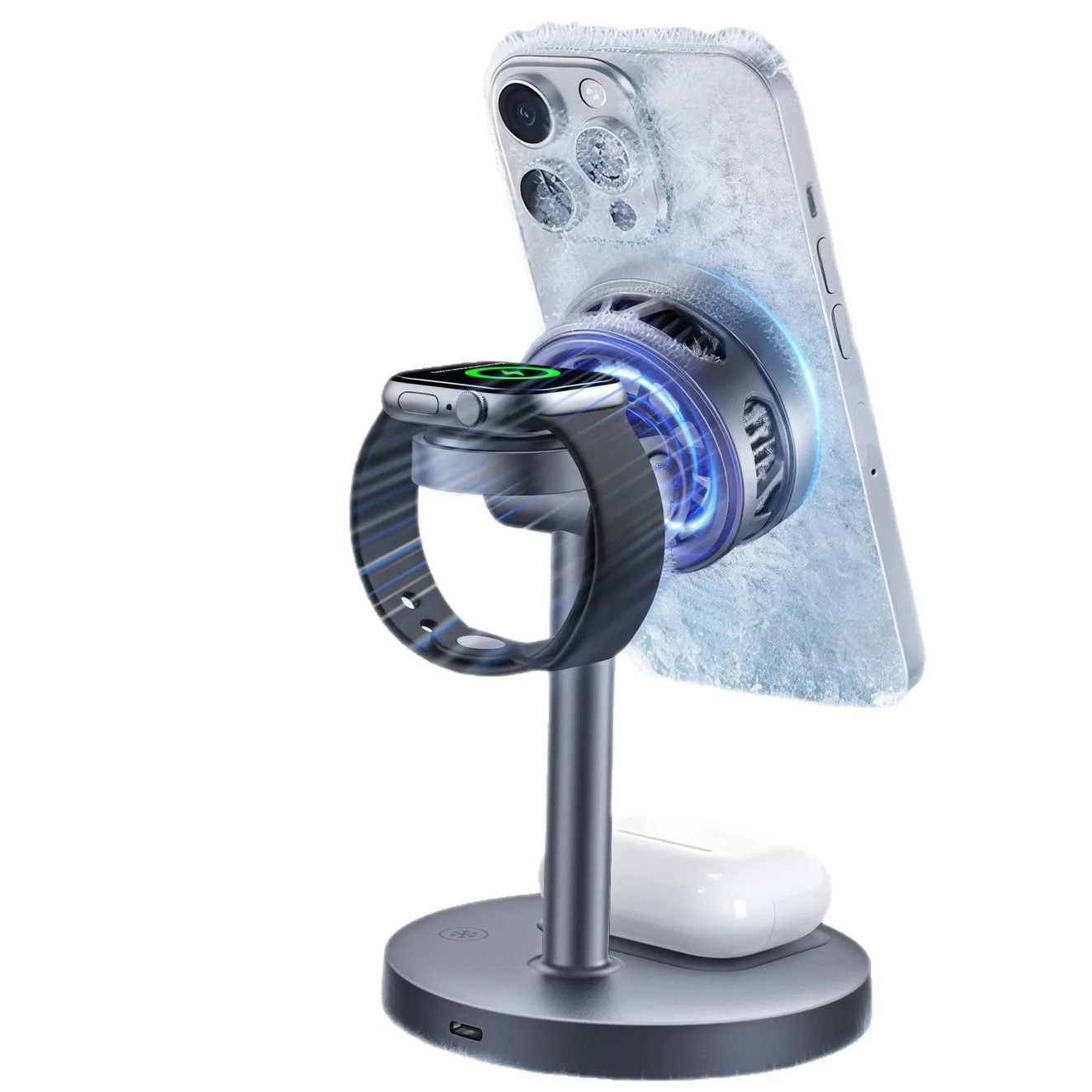 25W Fan Cooling 3-in-1 Foldable Magnetic Wireless Charger TU-566 thumbnail 6